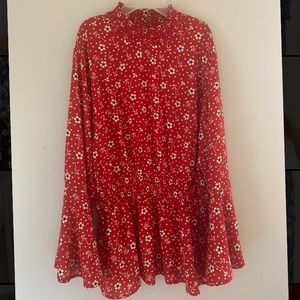 Floral polka dot smocked top